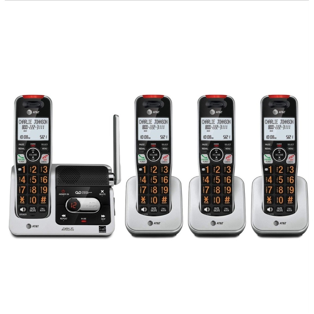 AT&T BL102-4 Cordless Phone Answering System Call Blocking Intercom 4 Handsets